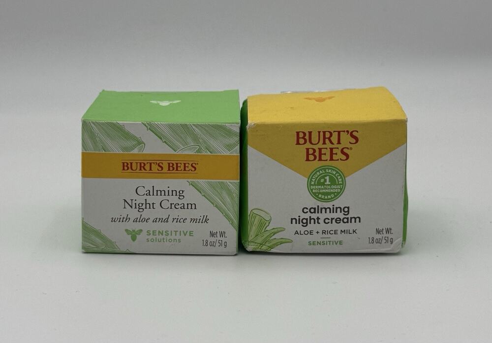 [2 PACK] Burt's Bees Calming Night Cream With Aloe And Rice Milk-Sensitive NEW